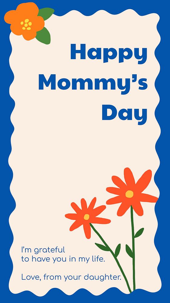 Cute mother's day template, floral Instagram story vector