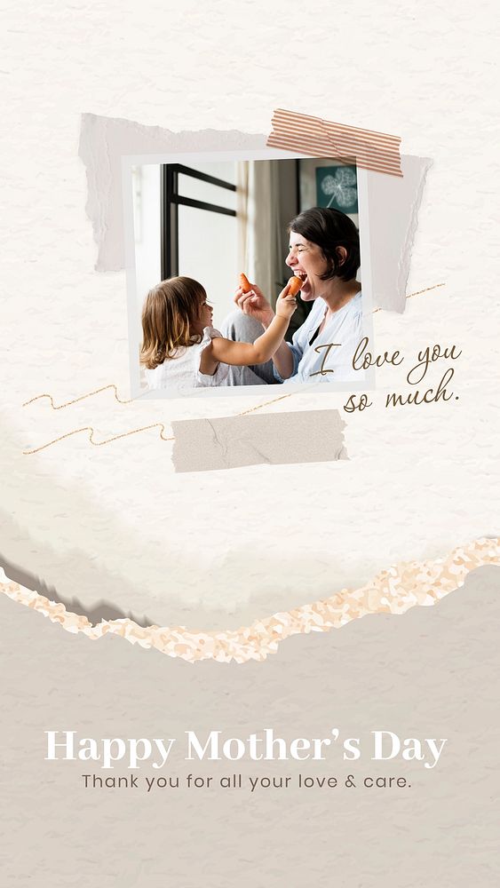 Aesthetic collage template, mother's day greeting story vector