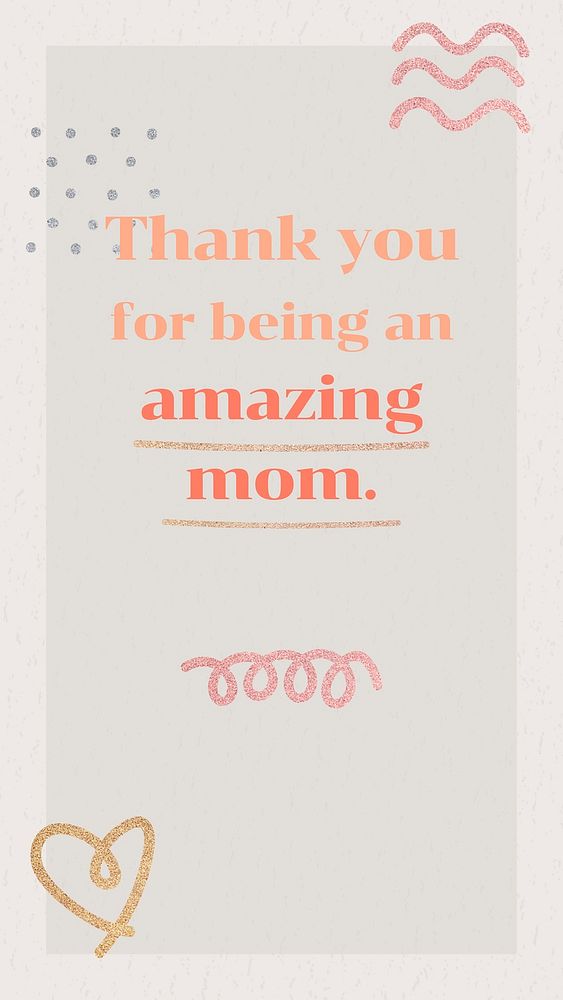 Cute memphis template, mother's day greeting story vector