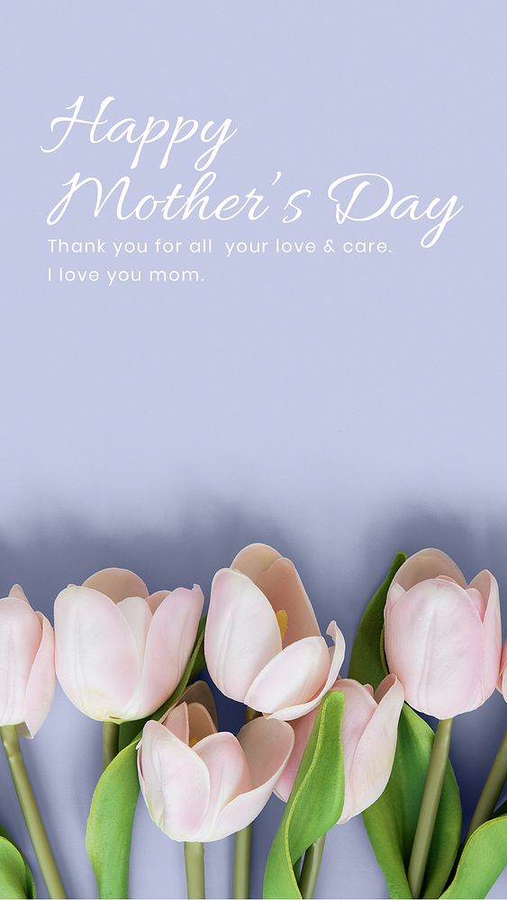 Tulip aesthetic Instagram story template, happy mother's day greeting psd