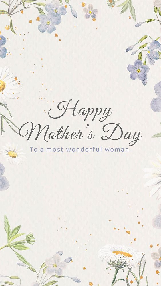 Aesthetic flower greeting template, mother's day celebration story psd