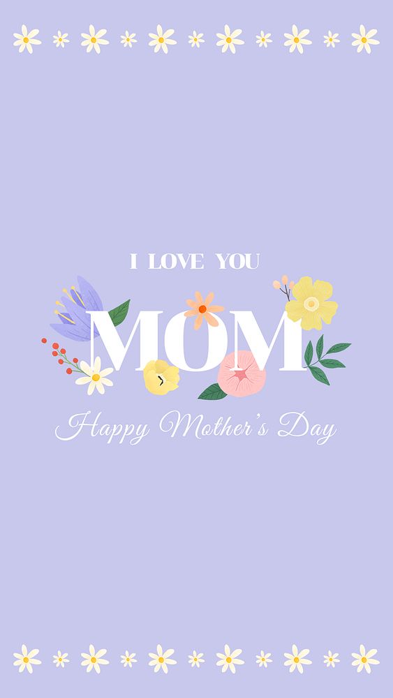 Aesthetic flower greeting template, mother's day celebration story psd
