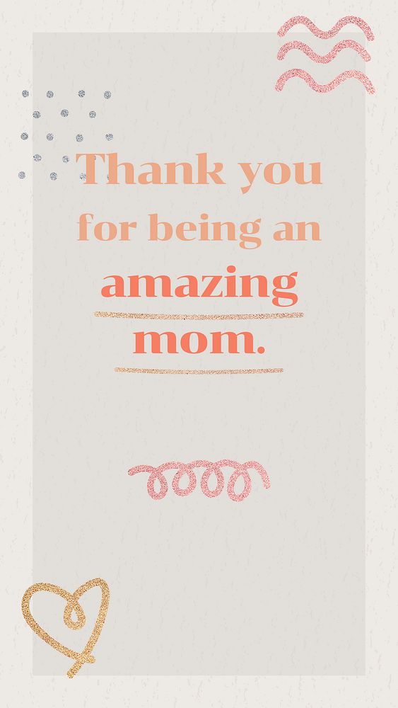 Cute memphis template, mother's day greeting story psd
