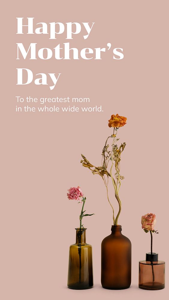 Happy mother's day template, pink floral story psd