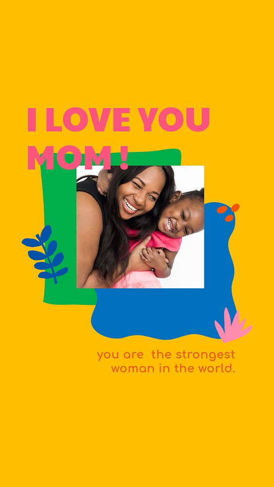 Colorful memphis template, greeting story for mother's day psd