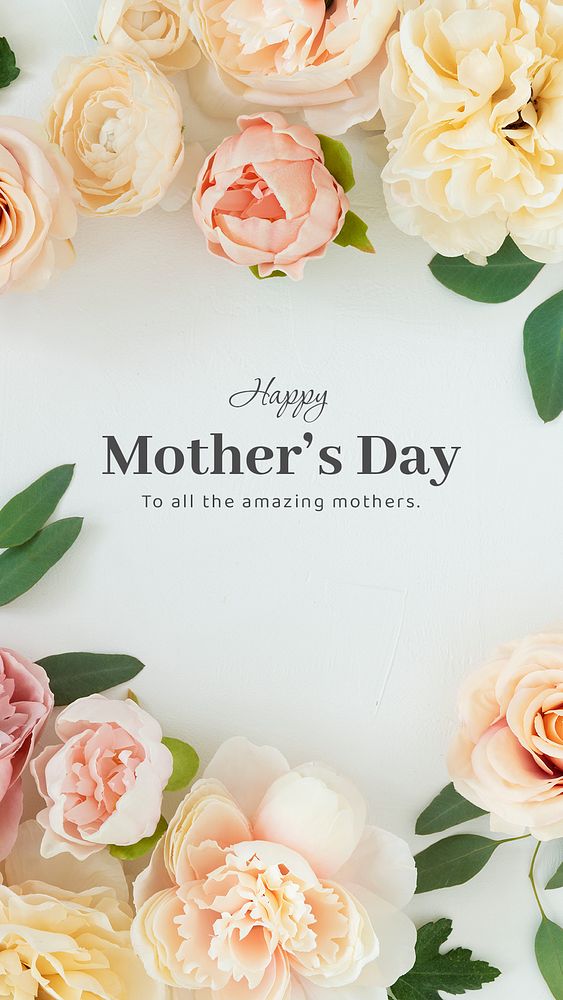Spring aesthetic Instagram story template, happy mother's day greeting psd