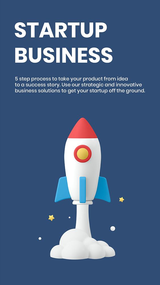 Startup business Instagram story template, 3D rocket illustration psd