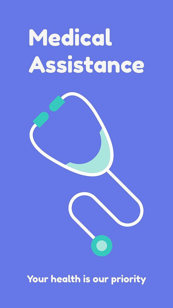 Medical assistance Facebook story template, healthcare vector