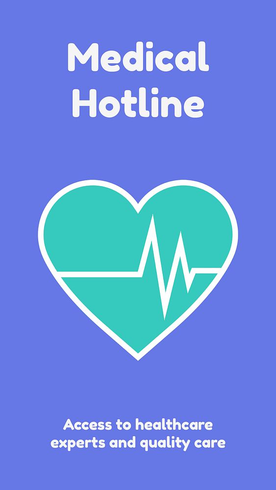 Medical hotline Facebook story template, healthcare psd