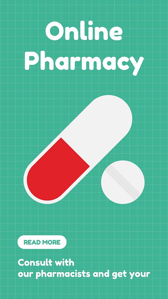 Online pharmacy Facebook story template, healthcare vector