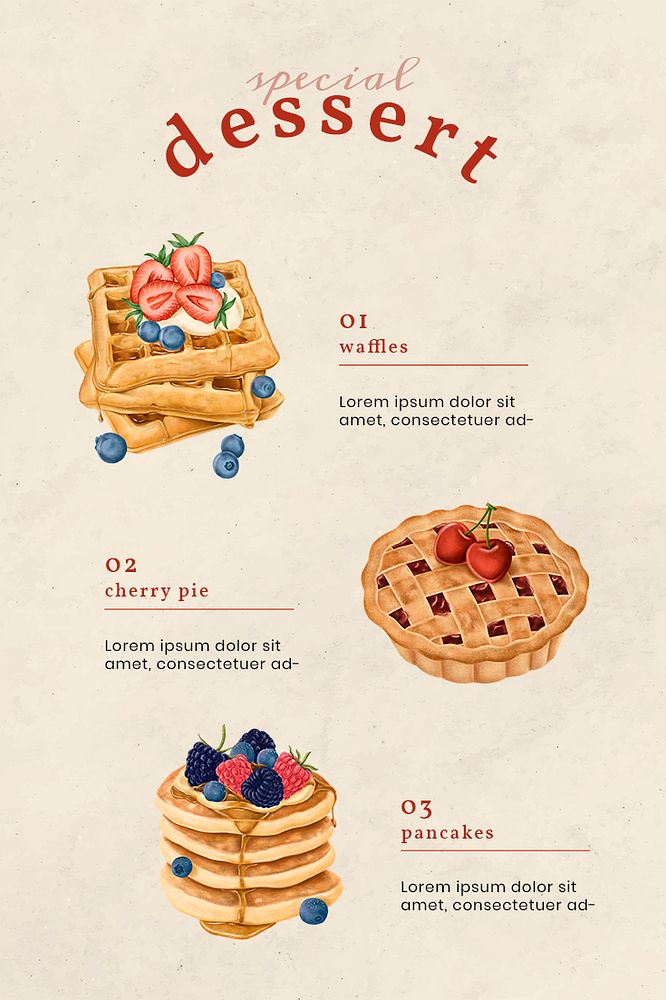 Hand drawn bakery menu chart Pinterest template illustration