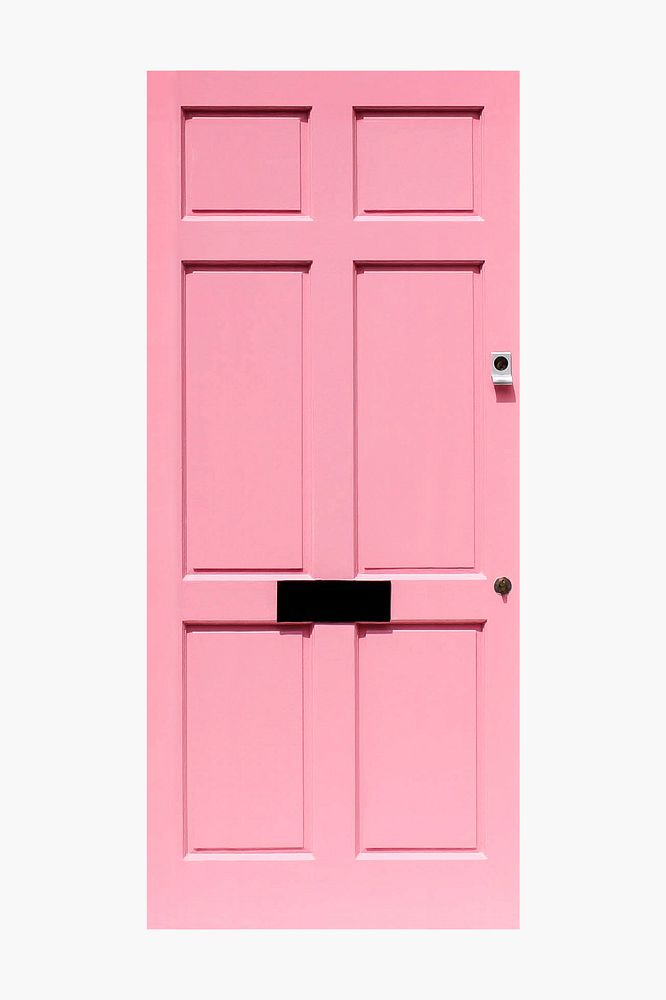 Pink panel door, home exterior illustration psd