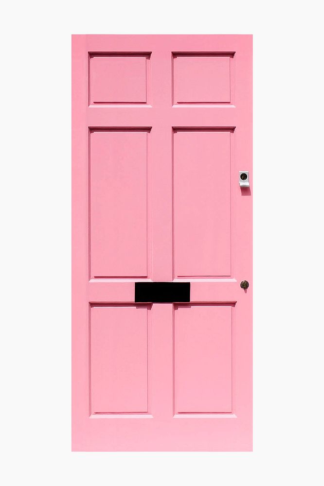 Pink panel door, home entrance design