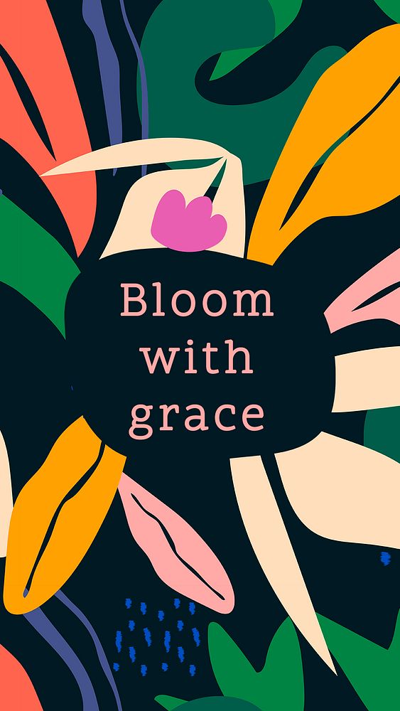 Cute social media story template, editable botanical design, bloom with grace psd