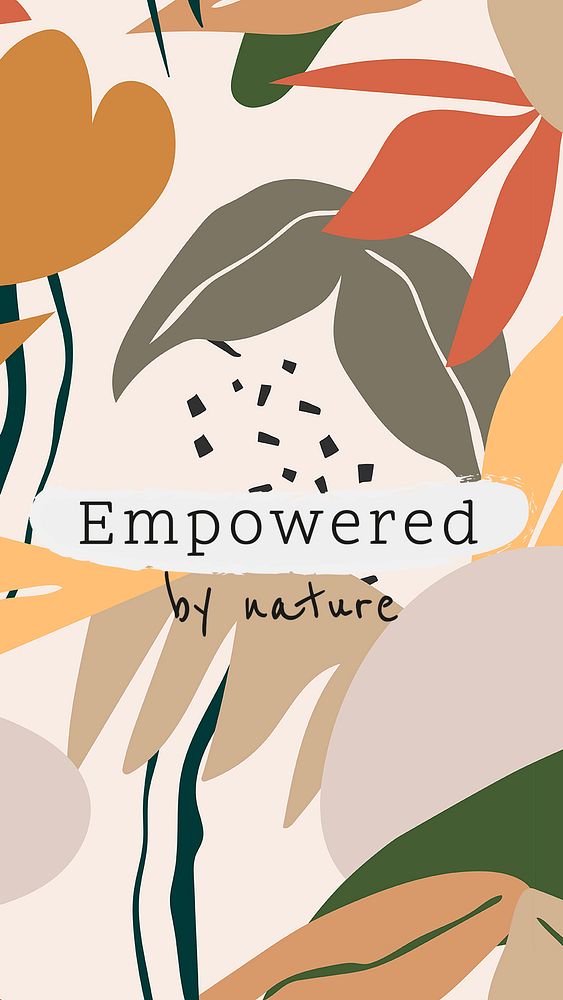Aesthetic social media story template, editable botanical design, empowered by nature psd