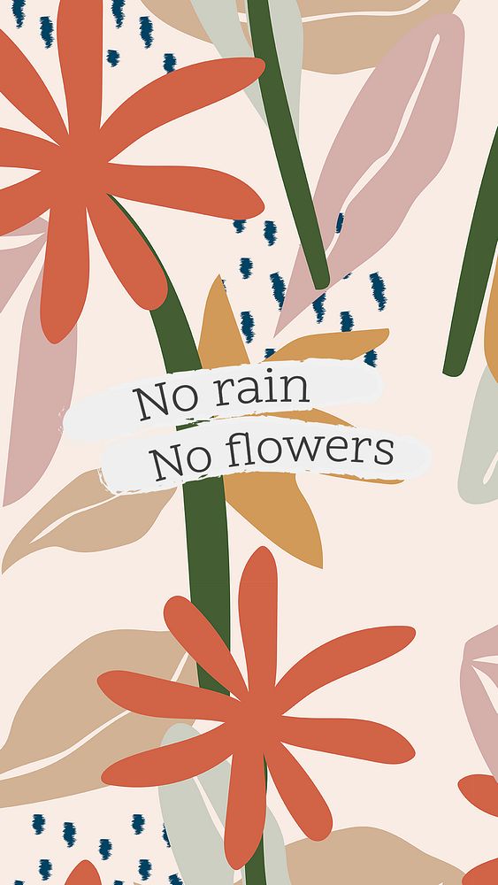 Aesthetic social media story template, editable botanical design, no rain no flowers psd