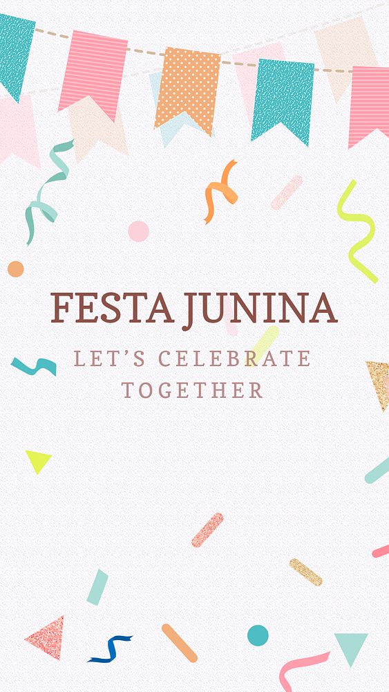 Celebration Instagram story template psd, festive and colorful bunting
