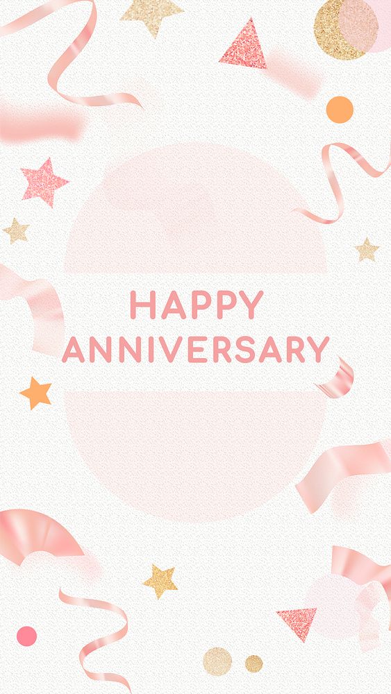 Happy Anniversary Instagram story template psd, colorful ribbons with confetti