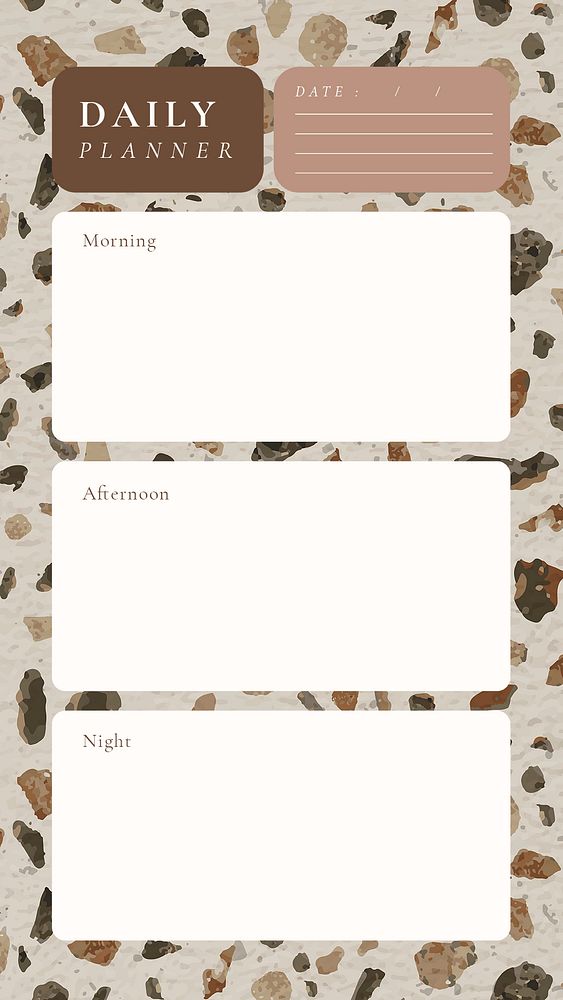 Daily planner template, terrazzo background, aesthetic Instagram post, psd