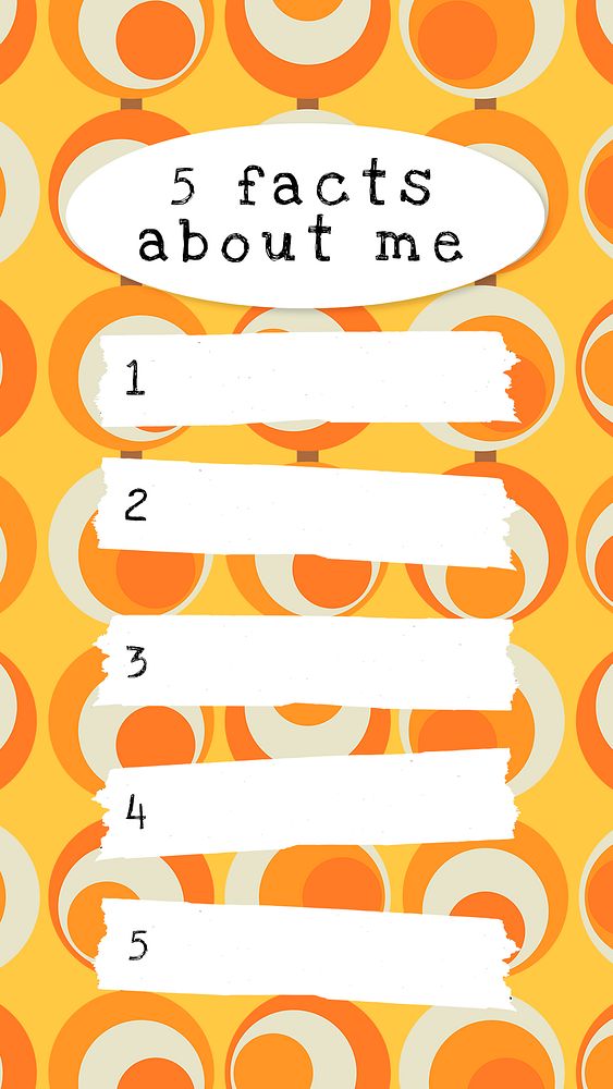 Instagram story template psd, 5 facts about me, editable design for increased engagement
