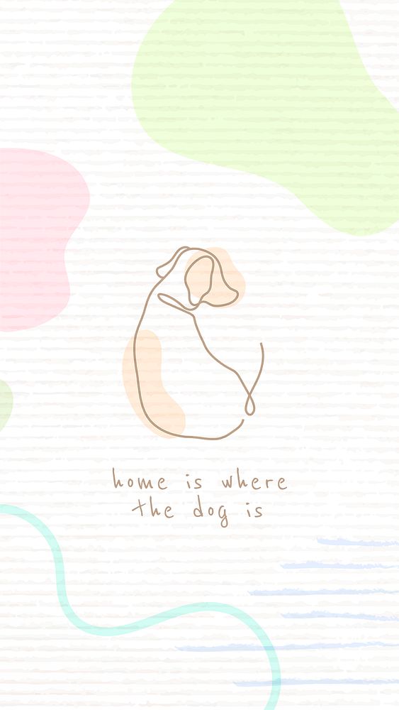 Puppy quote iPhone wallpaper template, home is where the dog is, design psd