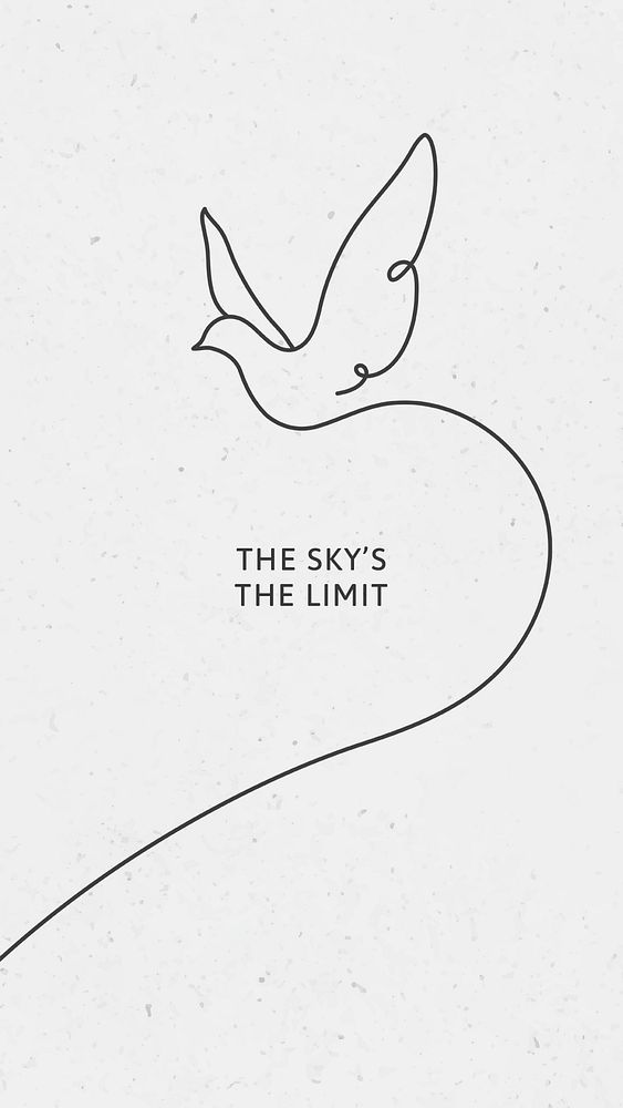 Minimal dove mobile wallpaper template psd, the sky's the limit quote