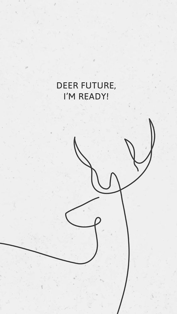 Minimal iPhone wallpaper quote template psd, deer future I'm ready