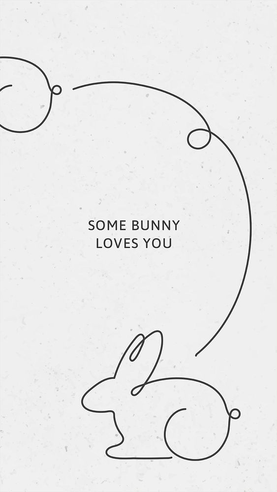Minimal rabbit mobile wallpaper quote template psd, some bunny loves you