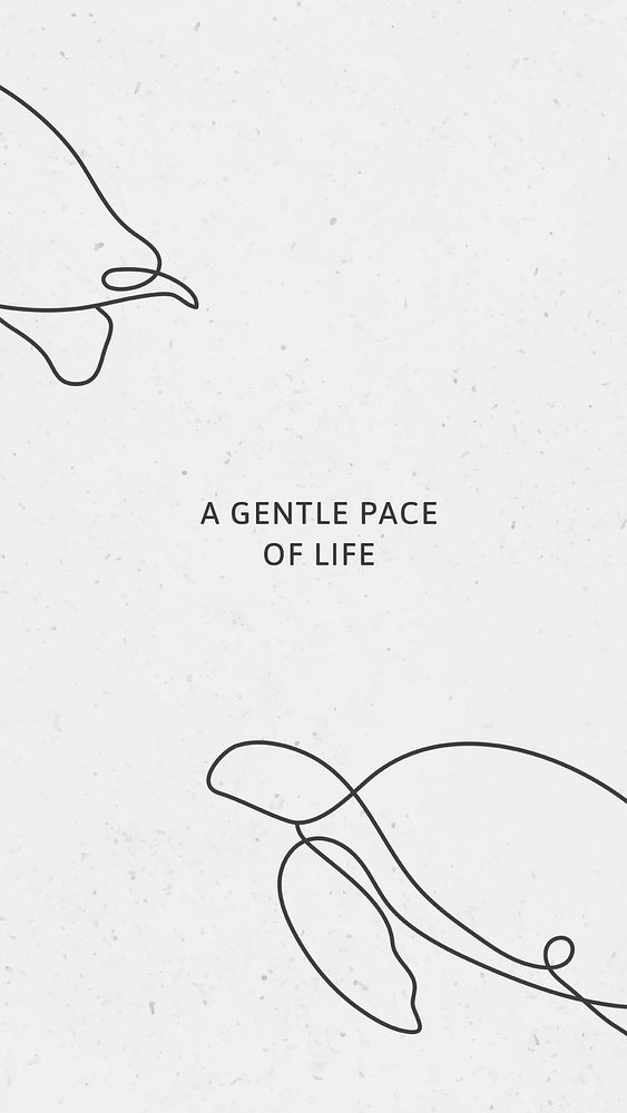 Minimal turtle iPhone wallpaper template, a gentle pace of life quote psd