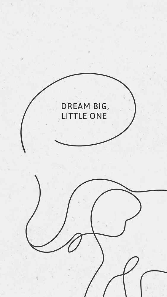 Minimal elephant iPhone wallpaper template psd, dream big little one