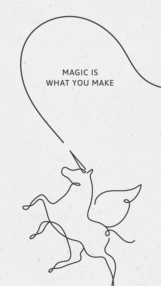 Minimal unicorn iPhone wallpaper template, magic is what you make quote psd