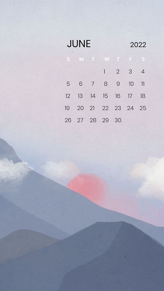 Mountain abstract June monthly calendar iPhone wallpaper psd