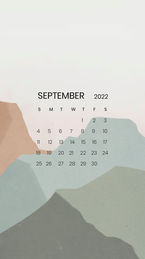 Mountain September monthly calendar iPhone wallpaper psd