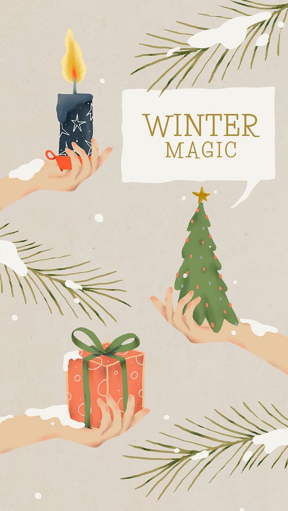 Cute Christmas Instagram story template, winter holiday season psd