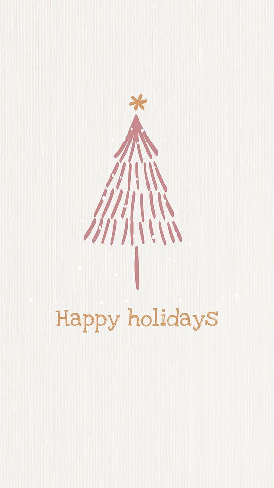 Happy holidays Instagram story template, Christmas tree doodle in red psd