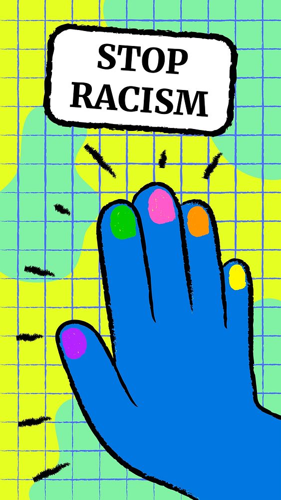 Stop racism Instagram story, funky doodle in colorful design