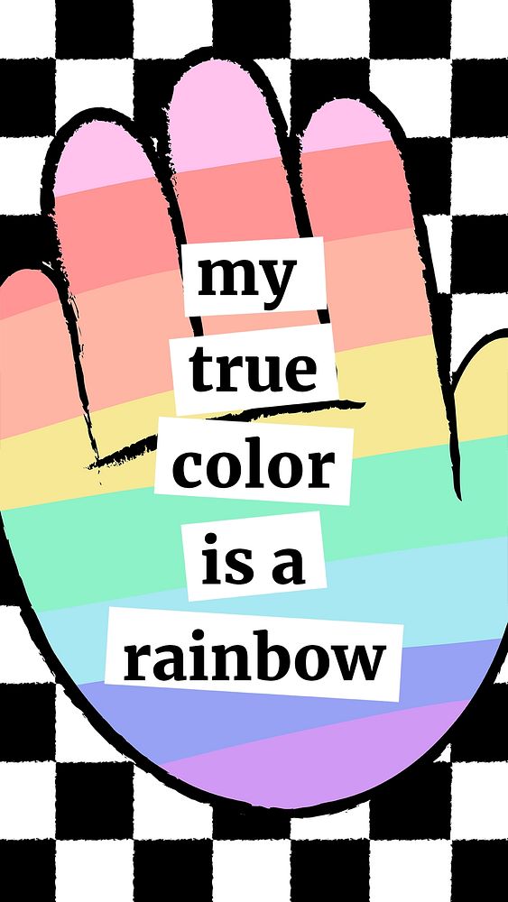 LGBTQ+ quote Instagram story, funky rainbow doodle