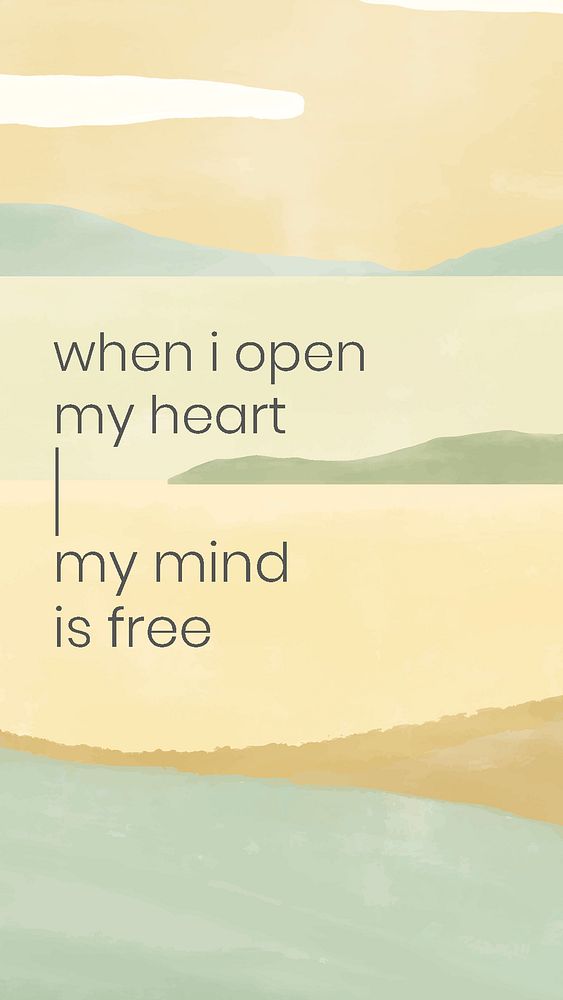 Seaside scenery instagram story template psd "When I open my heart my mind is free"