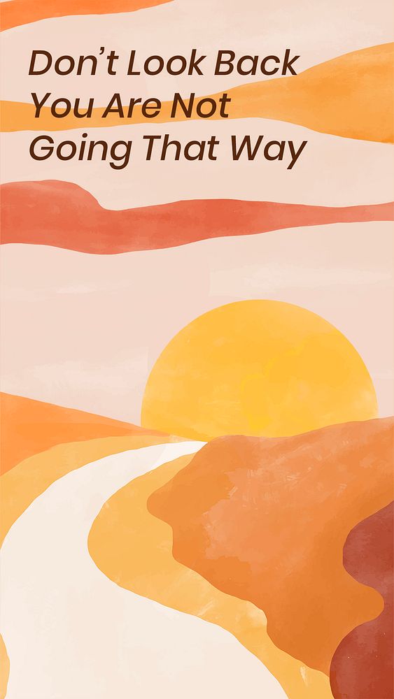 Summer watercolor mobile wallpaper template psd "Don't look back you are not going that way"