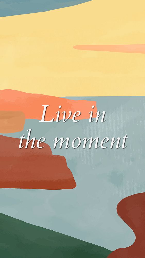 Abstract seaside instagram story template psd "Live in the moment"