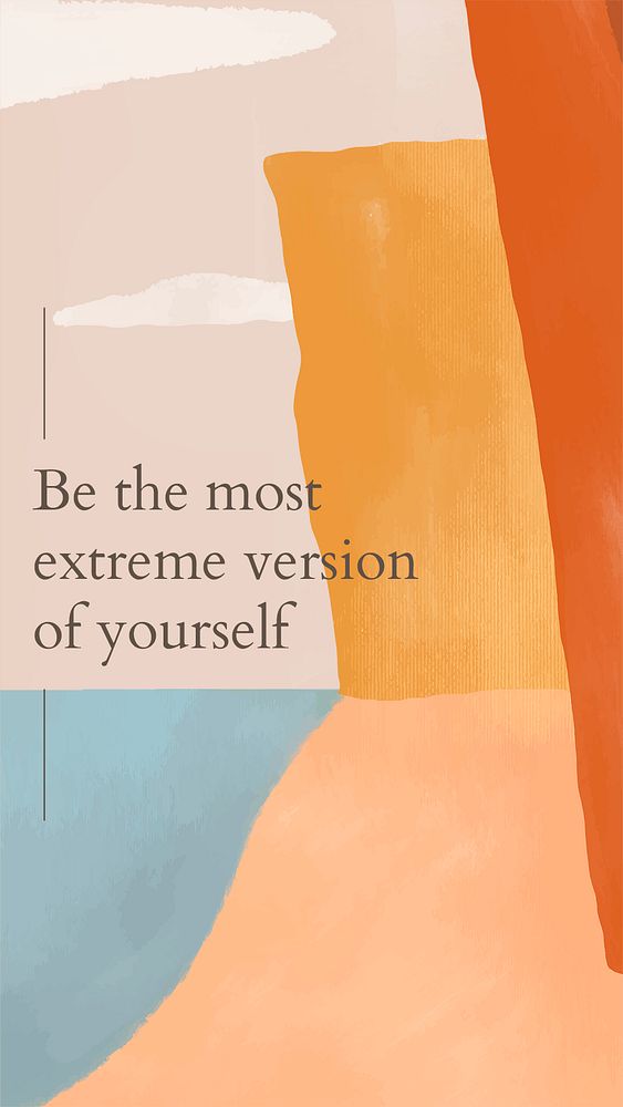 Watercolor landscape instagram story template psd "Be the most extreme version of yourself"