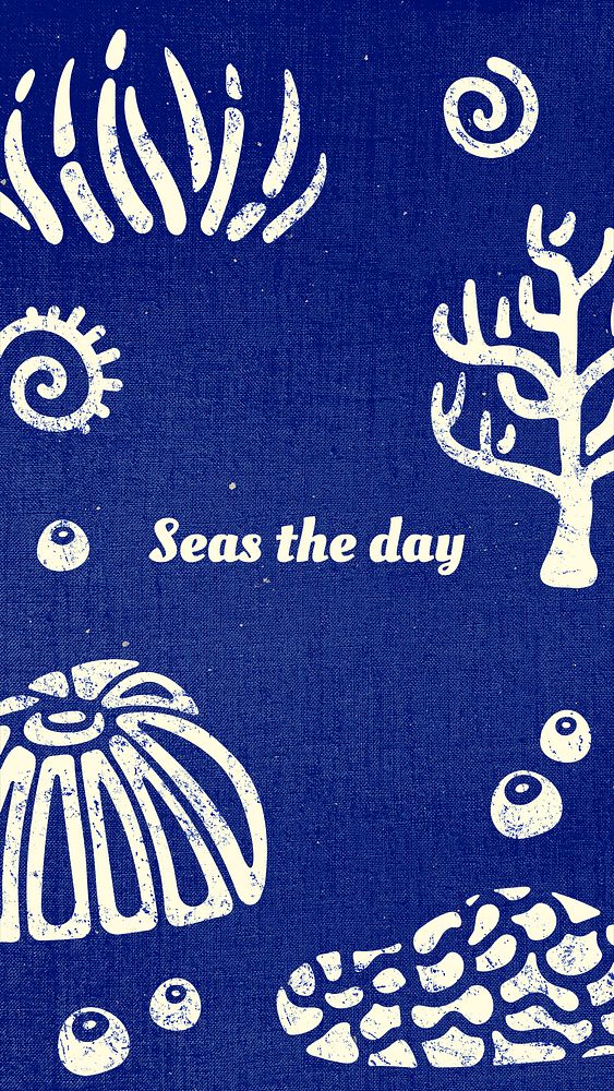 Sea quote story template, marine creature design psd in blue