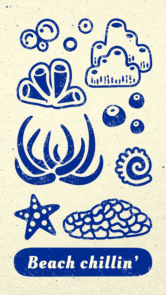Ocean story template, Beach Chillin', marine creature design psd in blue