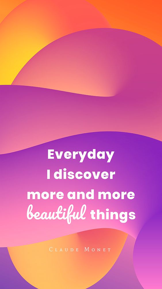 Abstract iPhone wallpaper template, colorful 3D design with inspirational quote psd