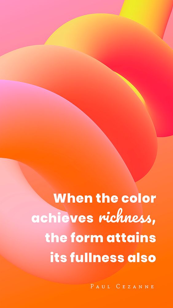 Abstract phone wallpaper template, colorful 3D design with inspirational quote psd