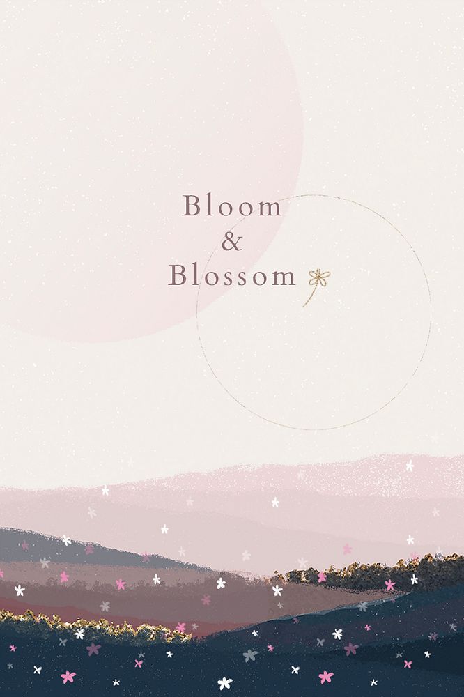 Aesthetic pink banner template, bloom & blossom text psd