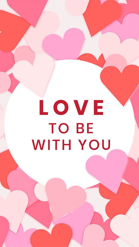 Valentine's social media story template, cute heart background design psd