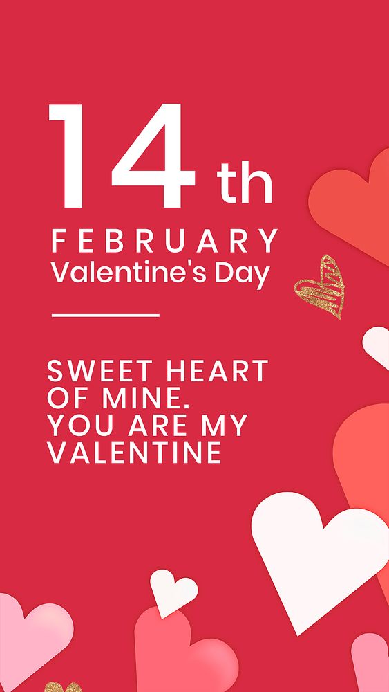 Valentine&rsquo;s quotes phone wallpaper template psd, cute heart background