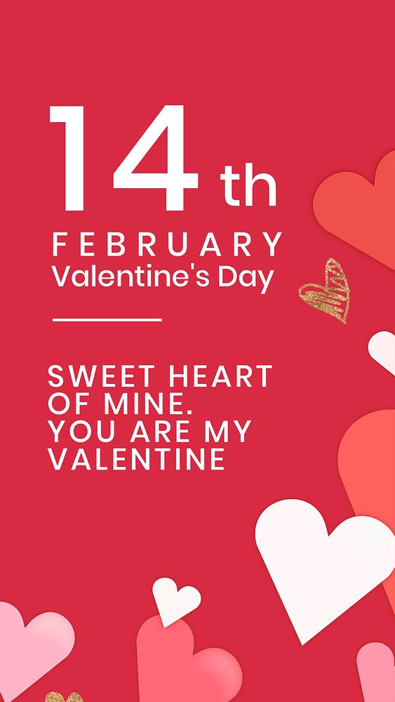 Valentine’s quotes phone wallpaper template psd, cute heart background