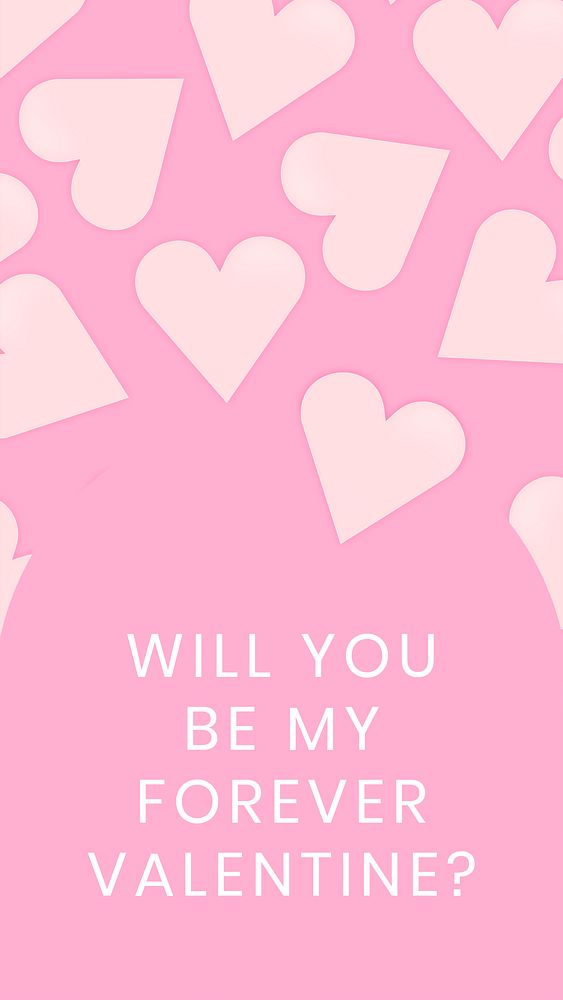 Valentine&rsquo;s quotes mobile wallpaper template psd, cute heart background.